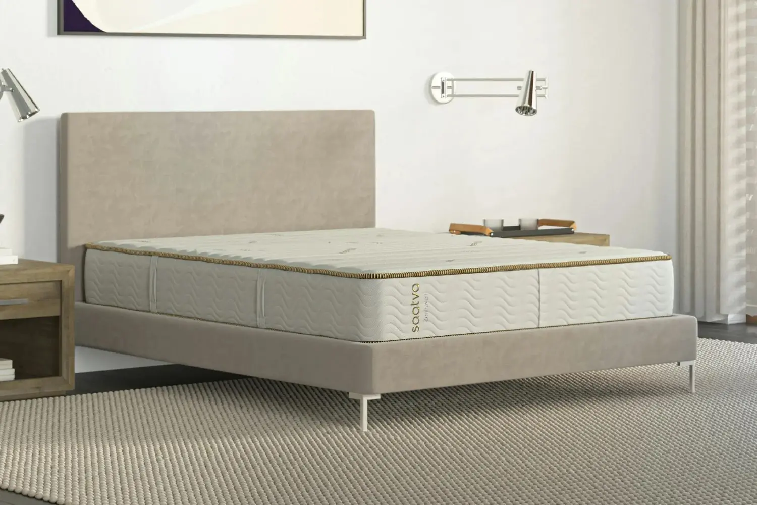 Zenhaven® natural latex mattress in a refined and inviting modern bedroom